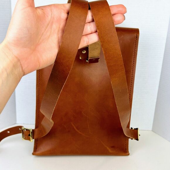 Mifland Standard Rucksack USA Made Full Leather Backpack Tan Oil Copper Bag - Picture 4 of 13